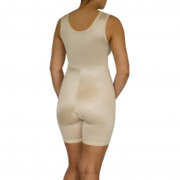 Female, Overall, mid thigh leg, Shoulder, Normal support, Hook + eye, Open crotch - back