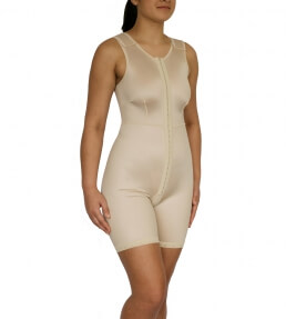 Female, Overall, mid thigh leg, Shoulder, Normal support, Hook + eye, Open crotch